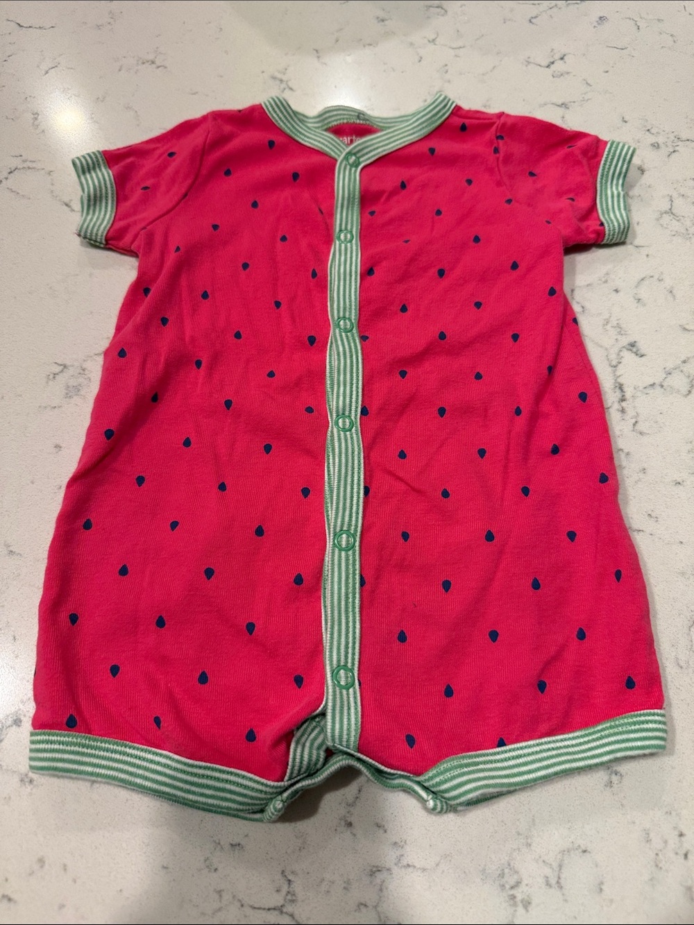 Carter's Watermelon Short Sleeve One-Piece with Green Trim